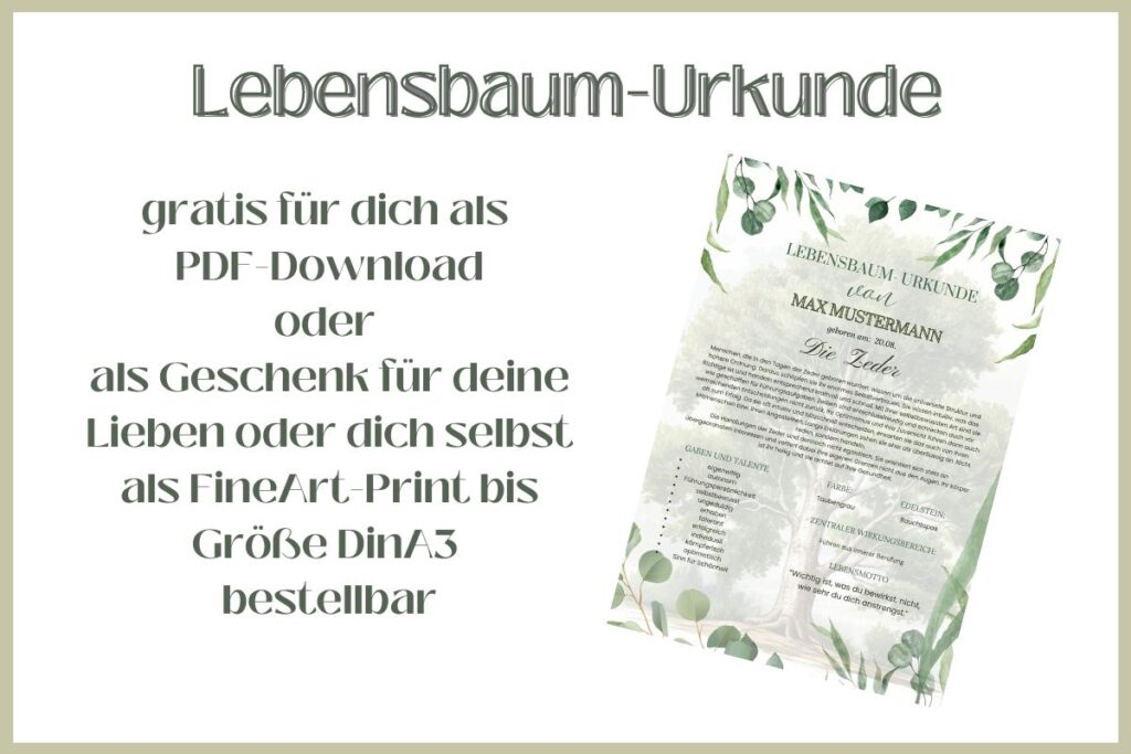 Lebensbaum-Urkunde Baumhoroskop