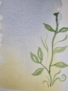 Aquarellbild im Entstehungsprozess