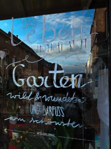 Spruch auf einem Schaufenster